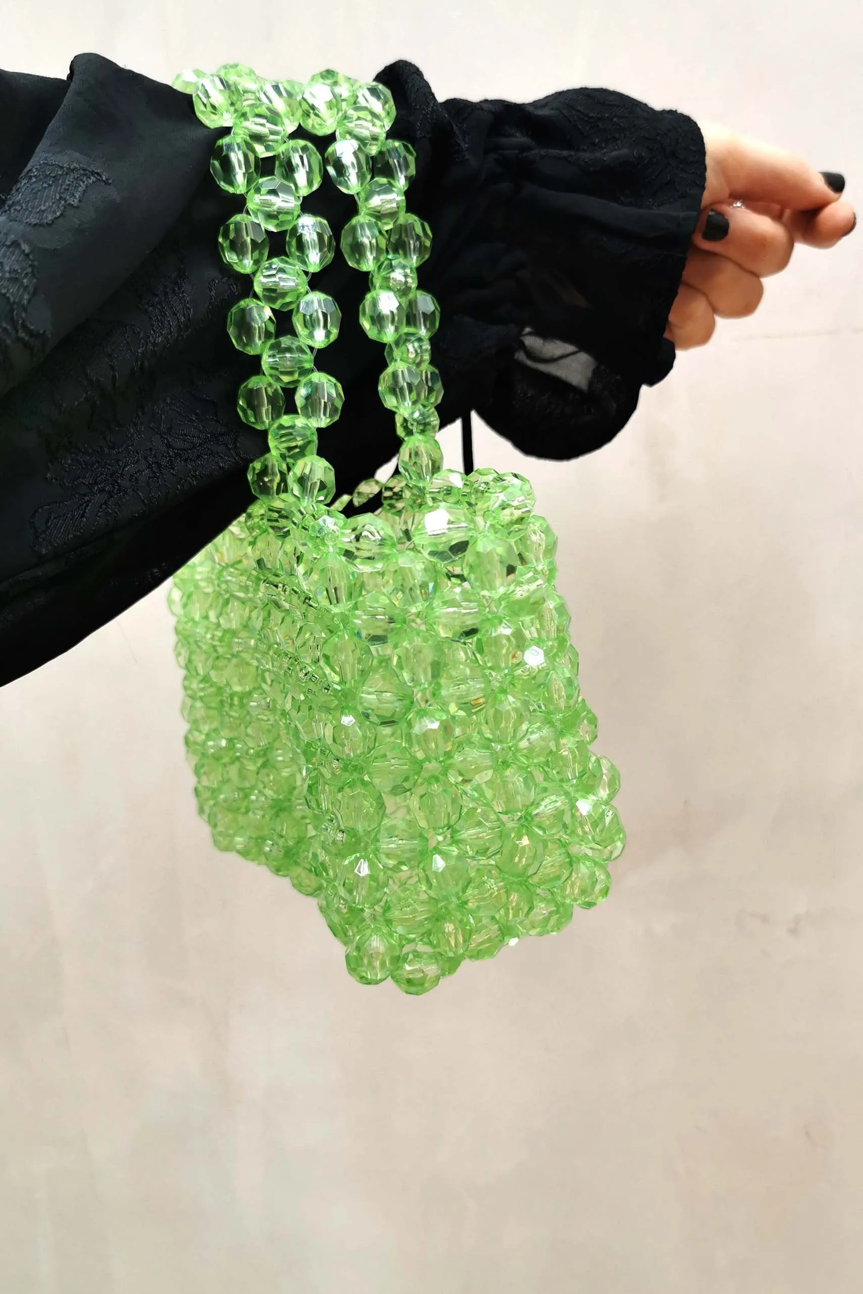 Acid Green Beaded Bag