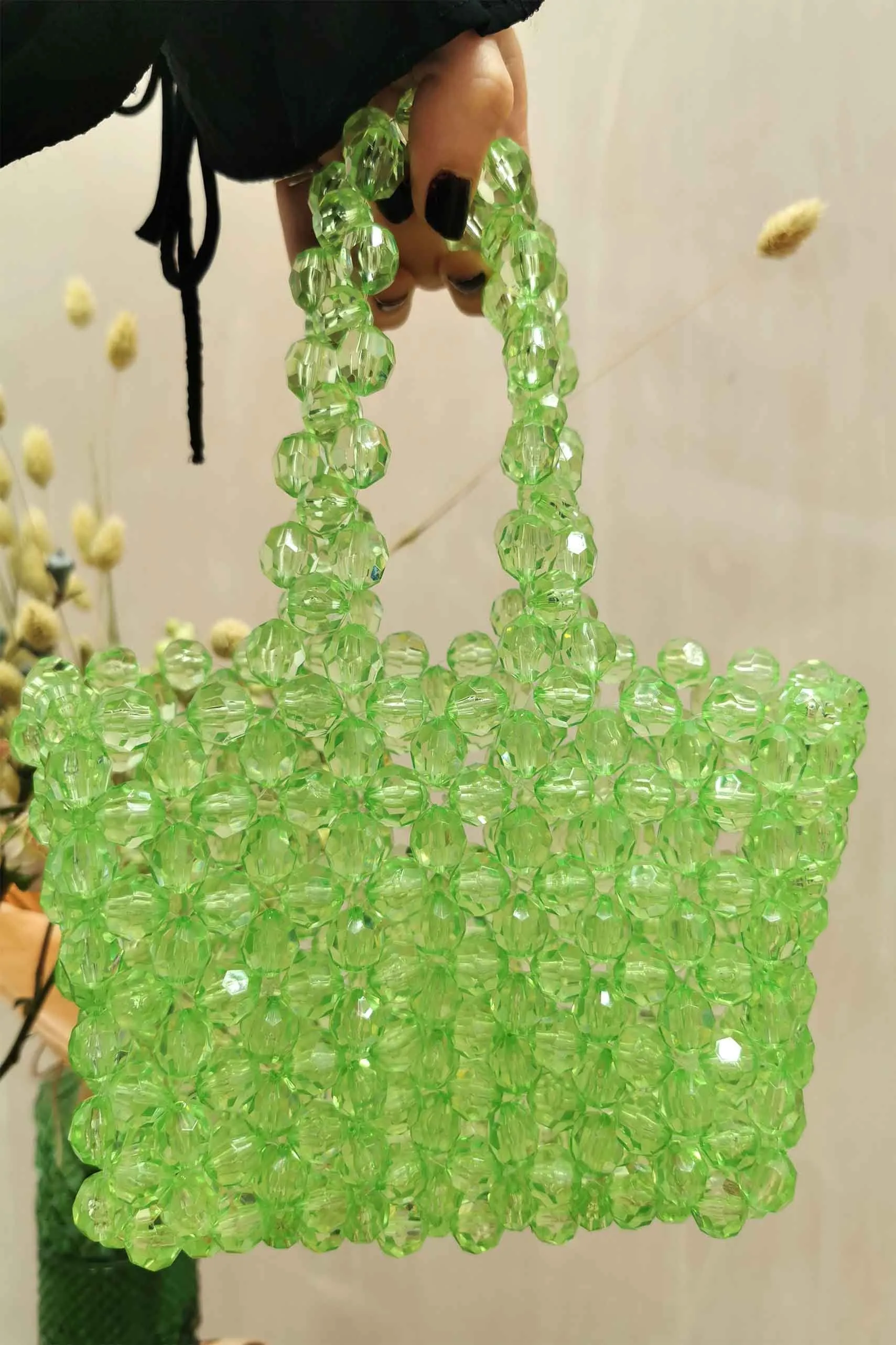 Acid Green Beaded Bag