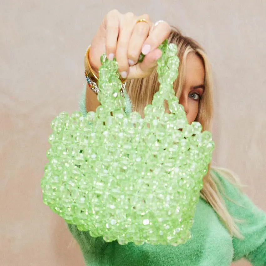 Acid Green Beaded Bag