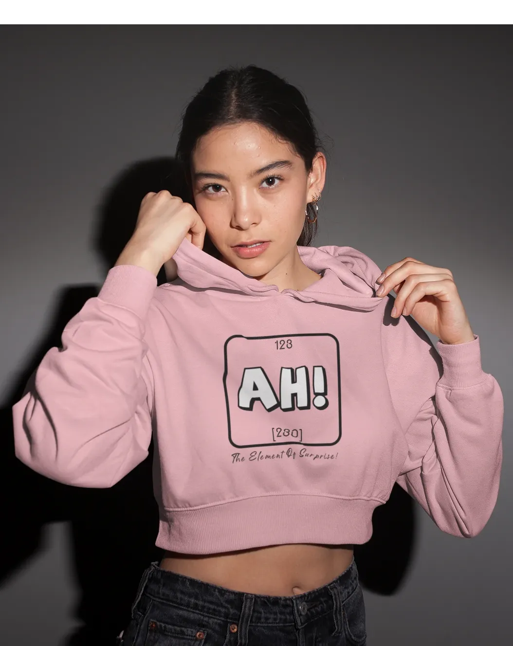 AH : Baby Pink - Winter Crop Hoodies