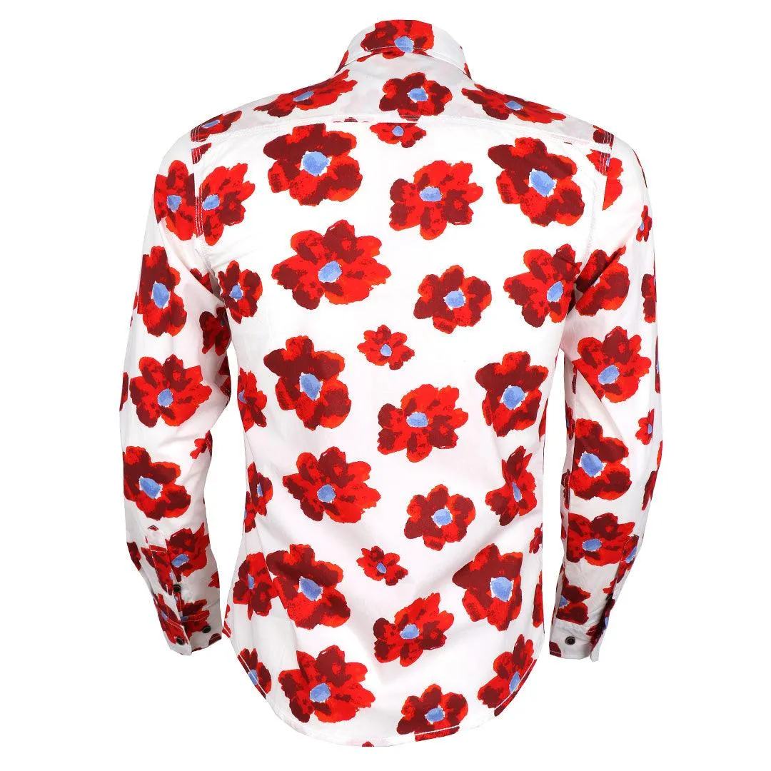 Badgley Men's Classic Flowered Designed LongSleeve Shirt