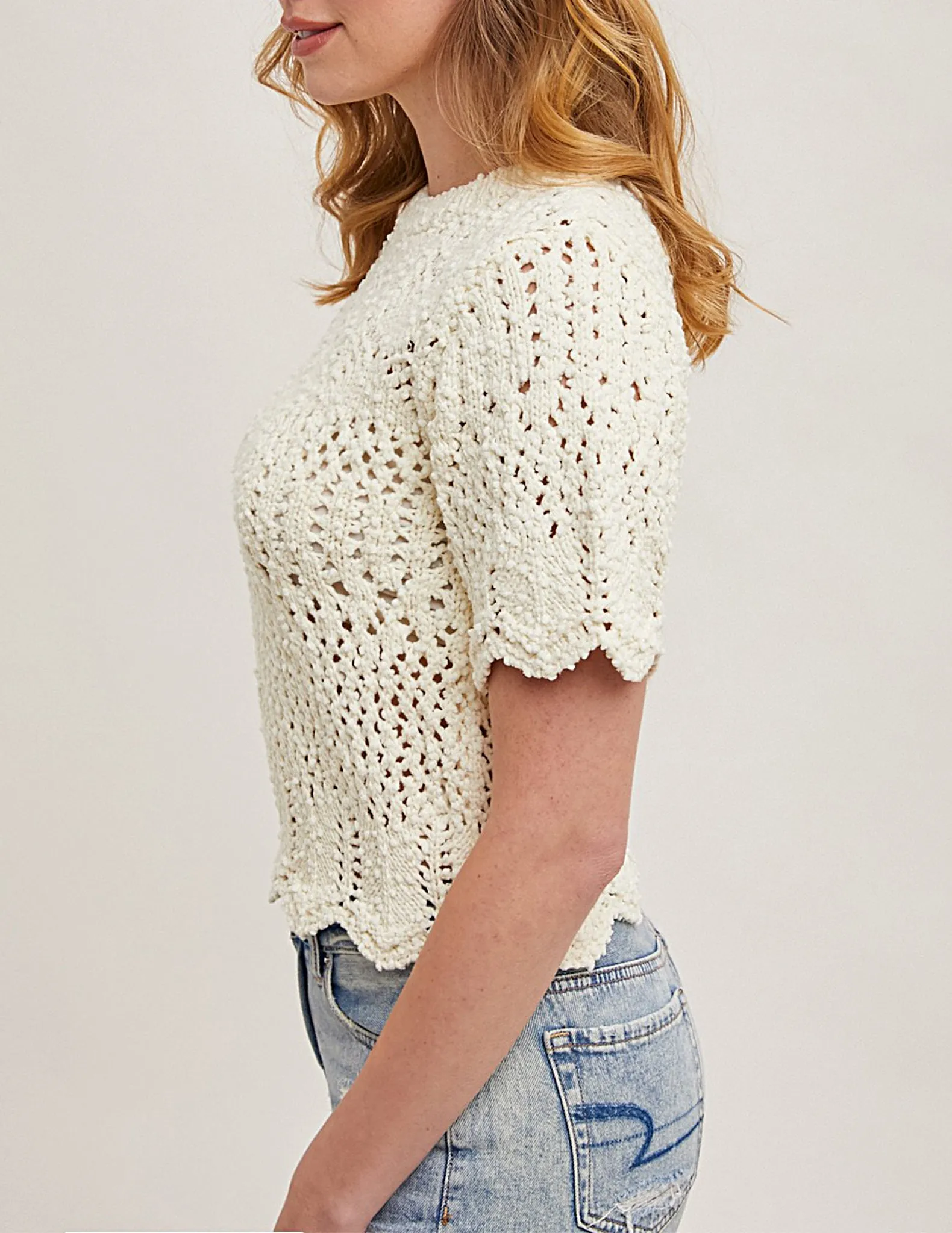 Beatrix Ivory Open Knit Cotton Sweater