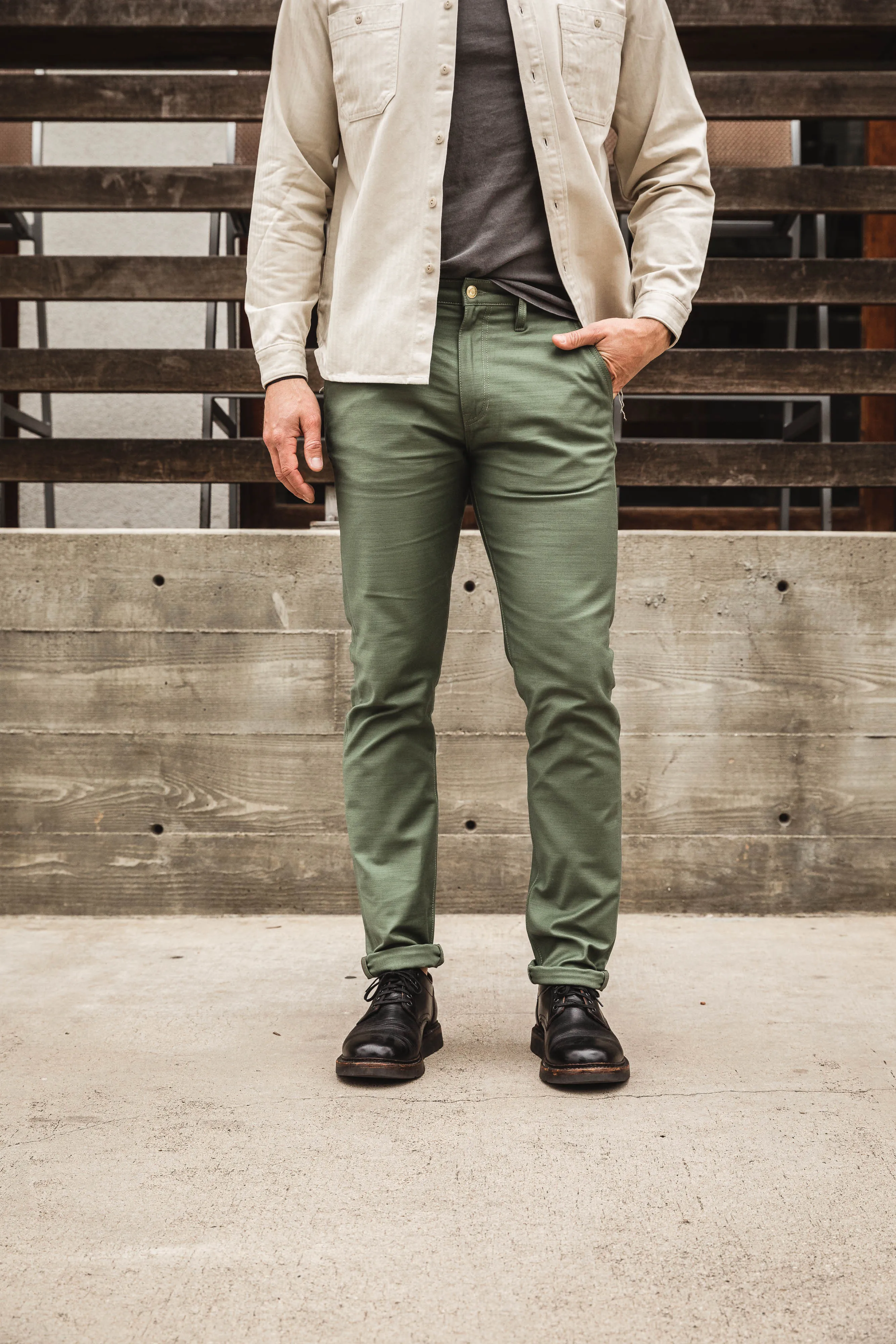 Benzak Denim Developers - BC-01 - TAPERED CHINO - 10 oz. Army Green Military Twill