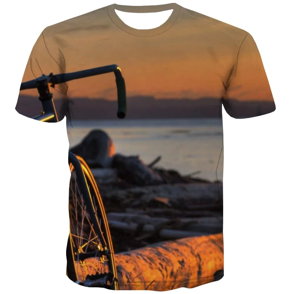 Bicycle T shirts Men Metal T-shirts 3d City Tshirts Novelty Psychedelic T-shirts Graphic