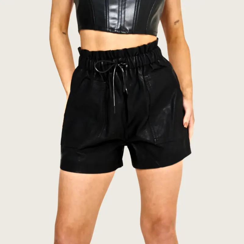 Black Faux Leather Shorts