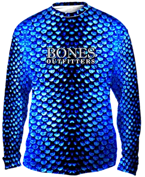 Bold Aqua Scales Long Sleeve Big & Tall