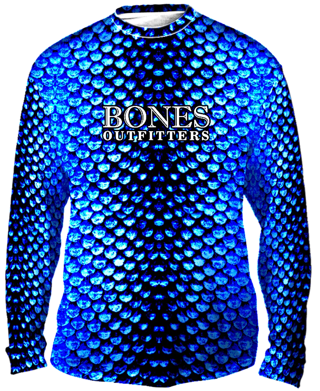 Bold Aqua Scales Long Sleeve Big & Tall