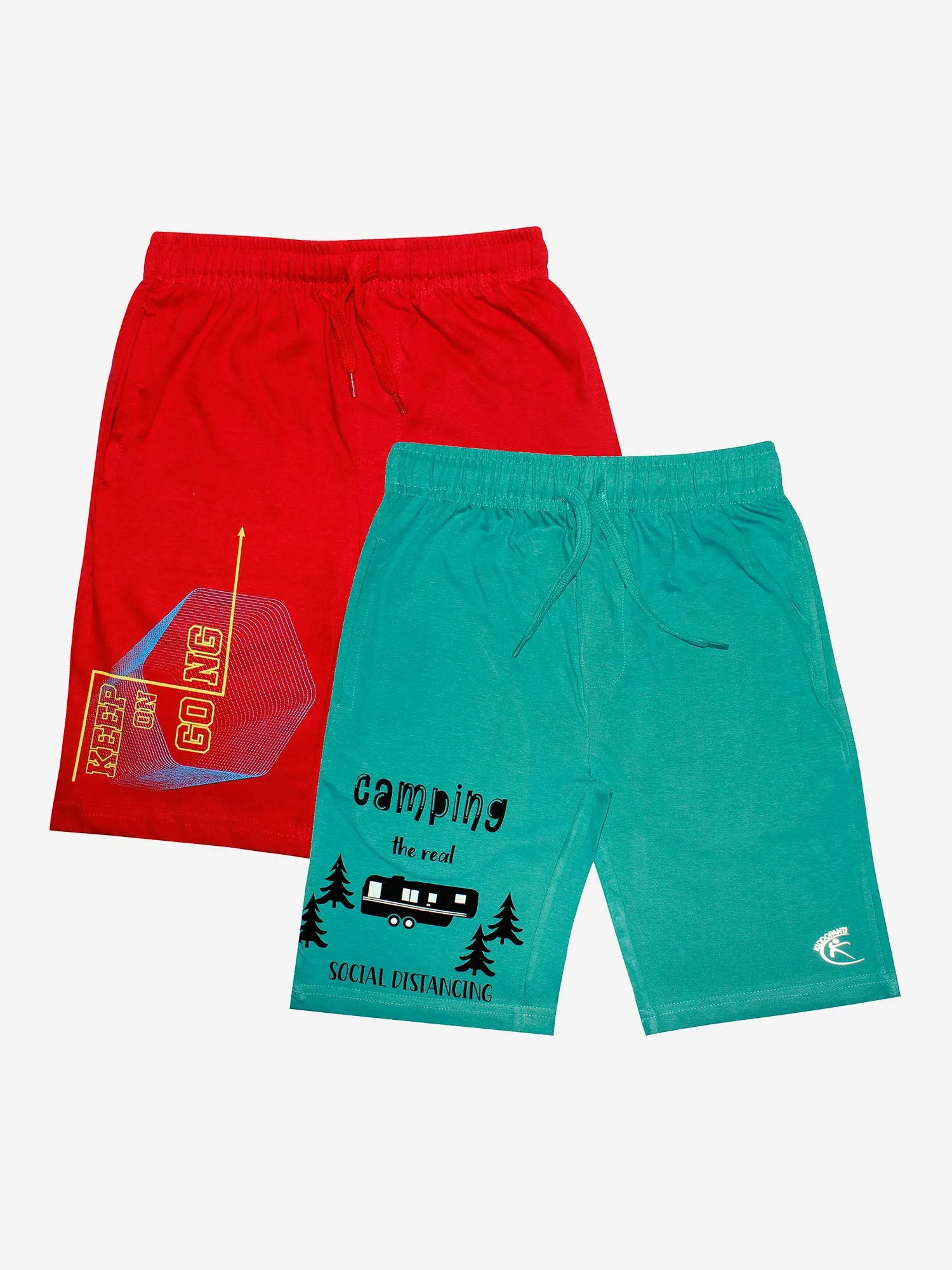 Boys Cotton Jersey Shorts with Print-Pack of 2