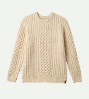 Brixton Classic Fisherman's Crewneck Sweater - Oatmeal