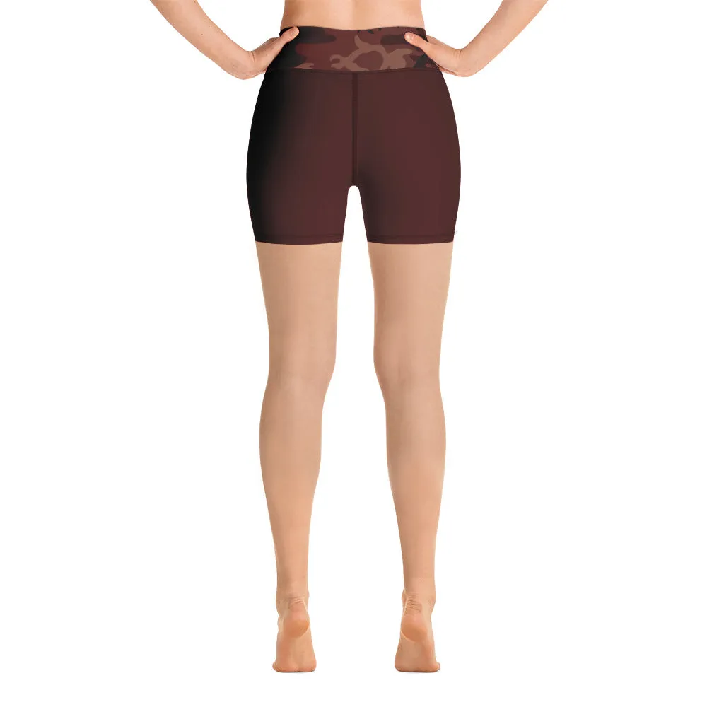 Burgundy Camouflage Yoga Shorts