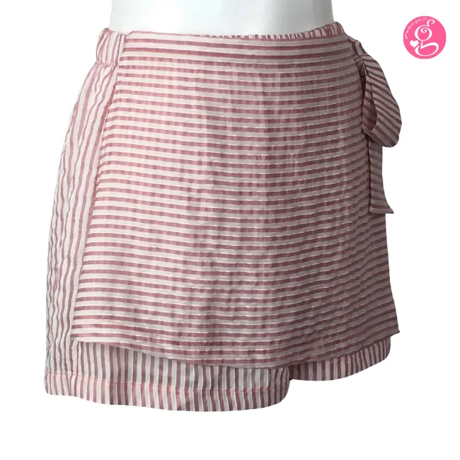 Candy Stripes Fabric Skort with Tie Side