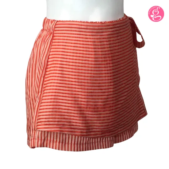 Candy Stripes Fabric Skort with Tie Side