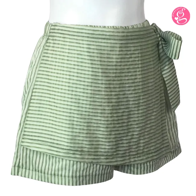 Candy Stripes Fabric Skort with Tie Side