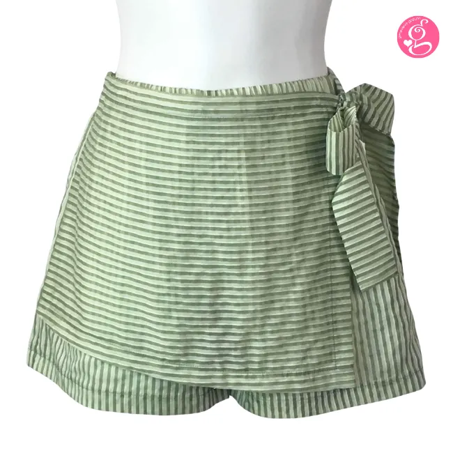 Candy Stripes Fabric Skort with Tie Side