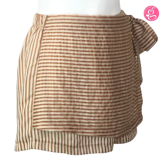 Candy Stripes Fabric Skort with Tie Side