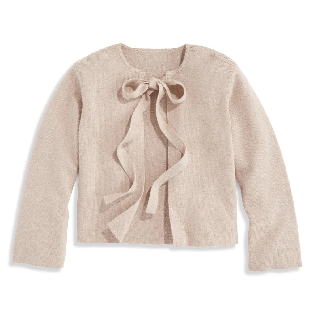 Cashmere Blend Tie Front Cardigan -- Vellum