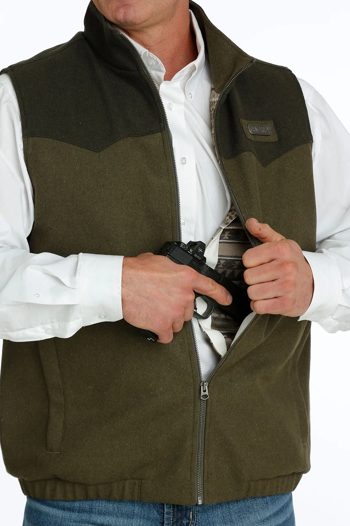 Cinch Men's Concealed Carry Olive Wooly Vest