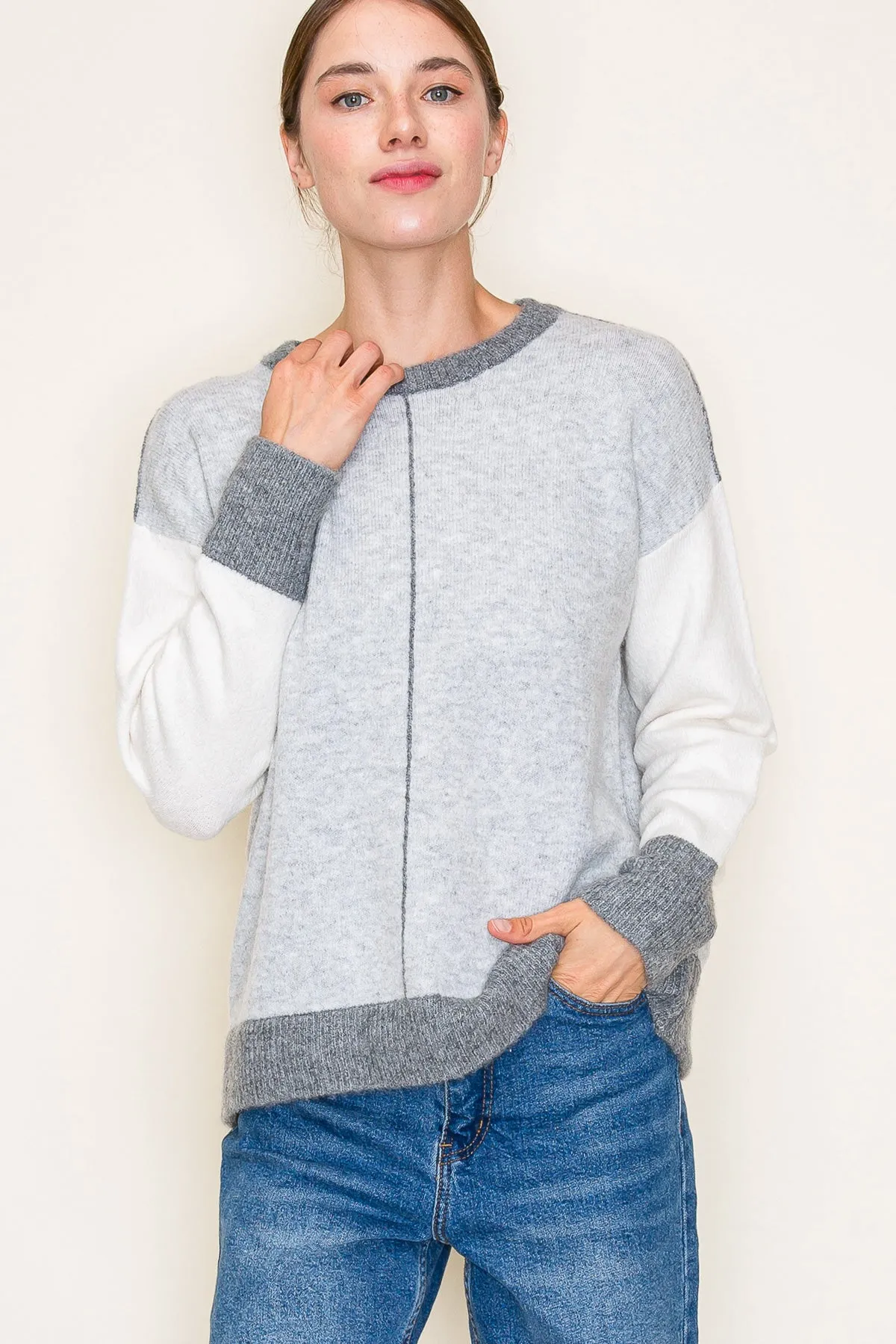 Colorblock Line Contrast Sweaters - 2 Colors!