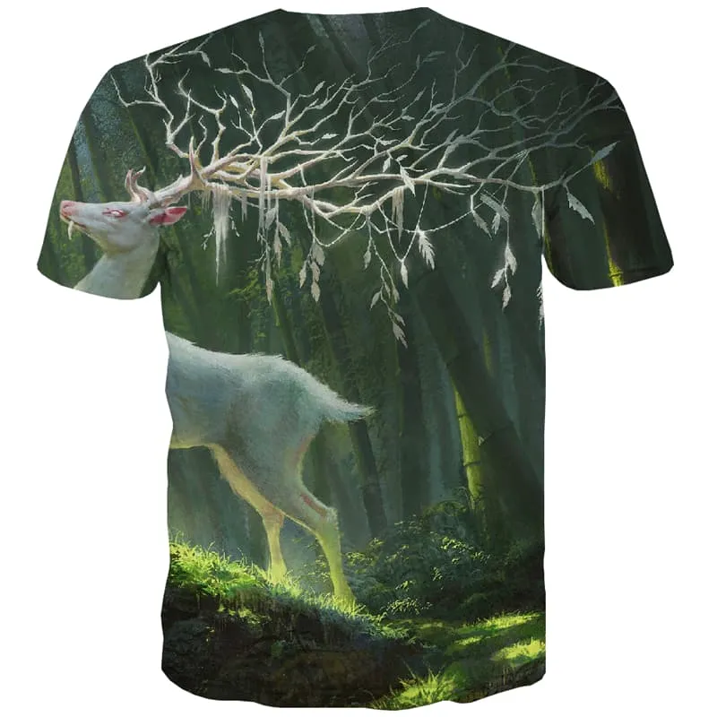 Deer T shirts Men Animal Tshirts Cool Bamboo T-shirts 3d Harajuku T shirts Funny