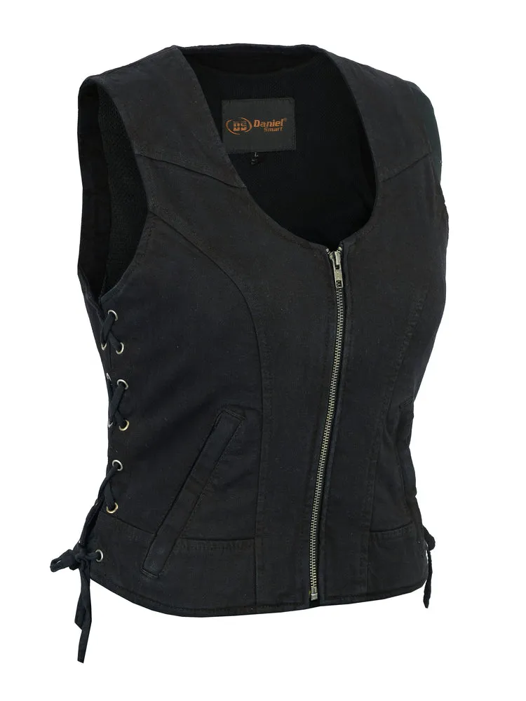 DM Women's Stylish Black Denim Vest