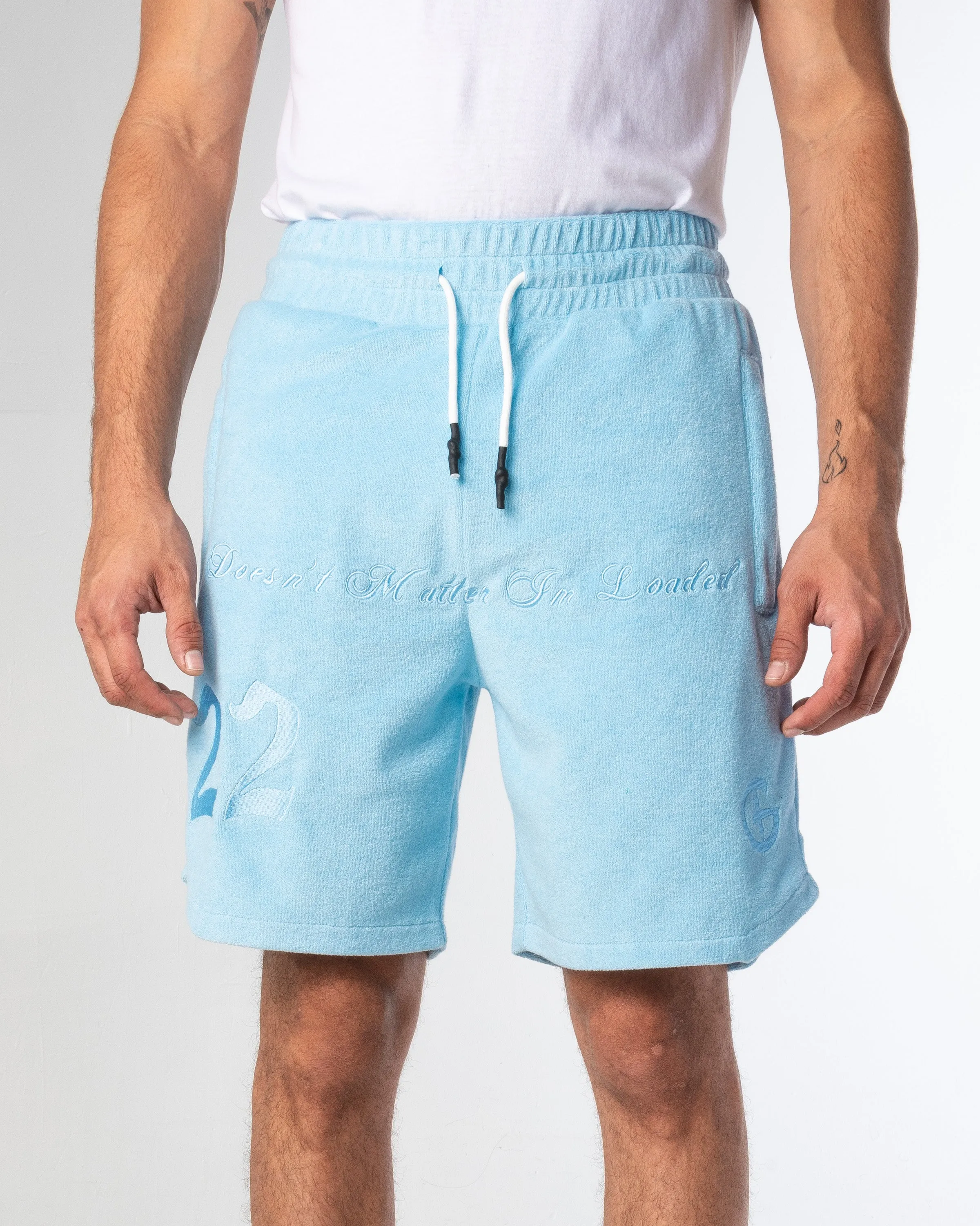 DOESN'T MATTER I'M LOADED SHORTS (BABY BLUE)