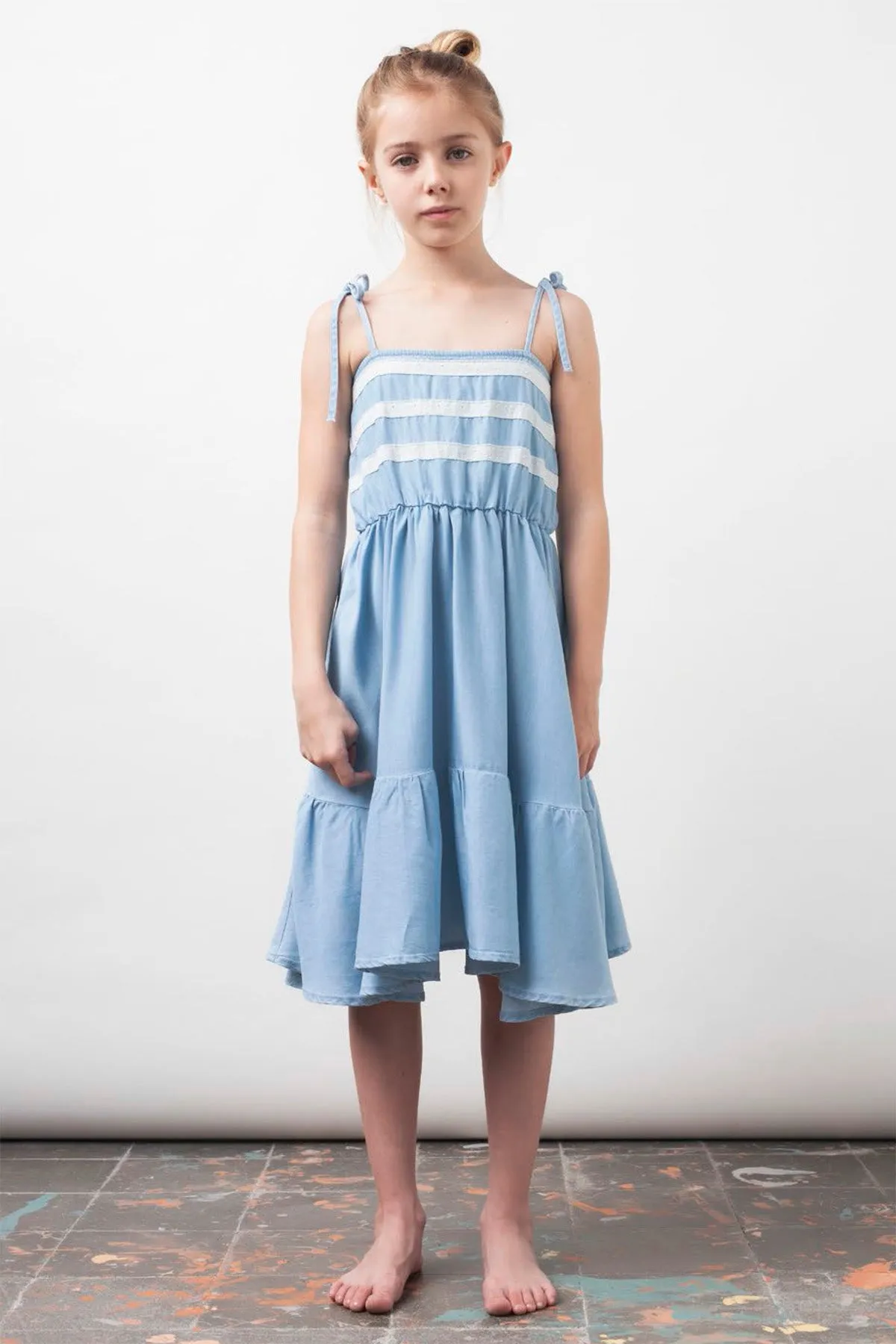 Girls Dress Tocoto Vintage Denim And Lace (Size 4 left)