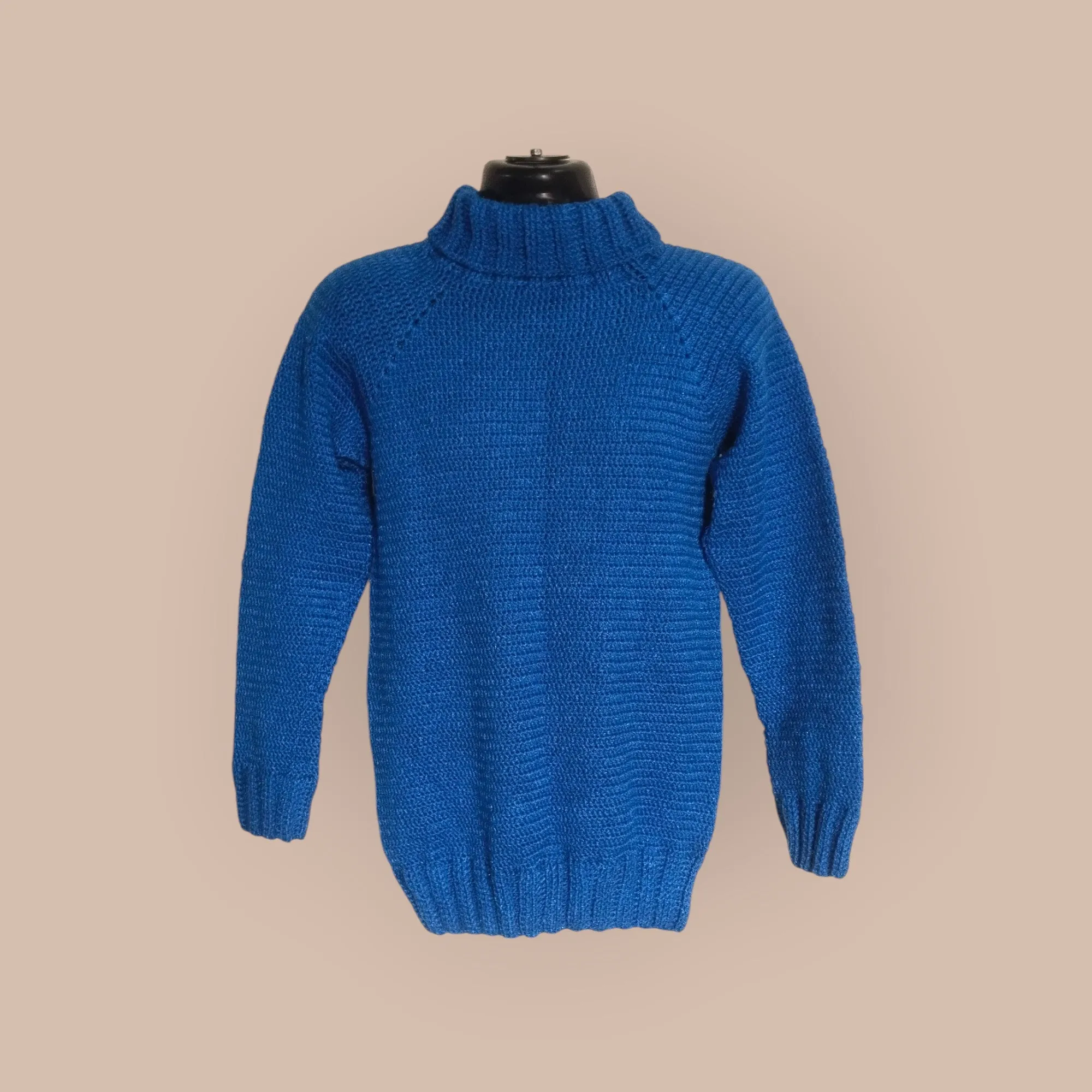 Graminarts Men blue Turtle Neck Pullover Handmade wool Sweaters