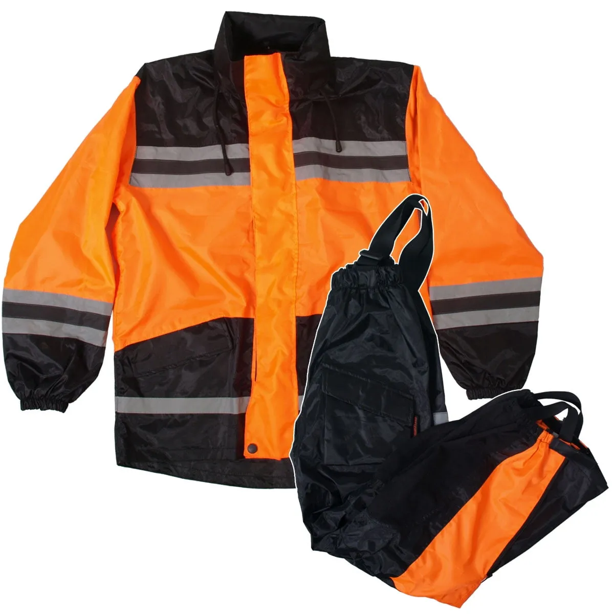 Hot Leathers RGU1004 Orange and Black Unisex Waterproof Rain Suit