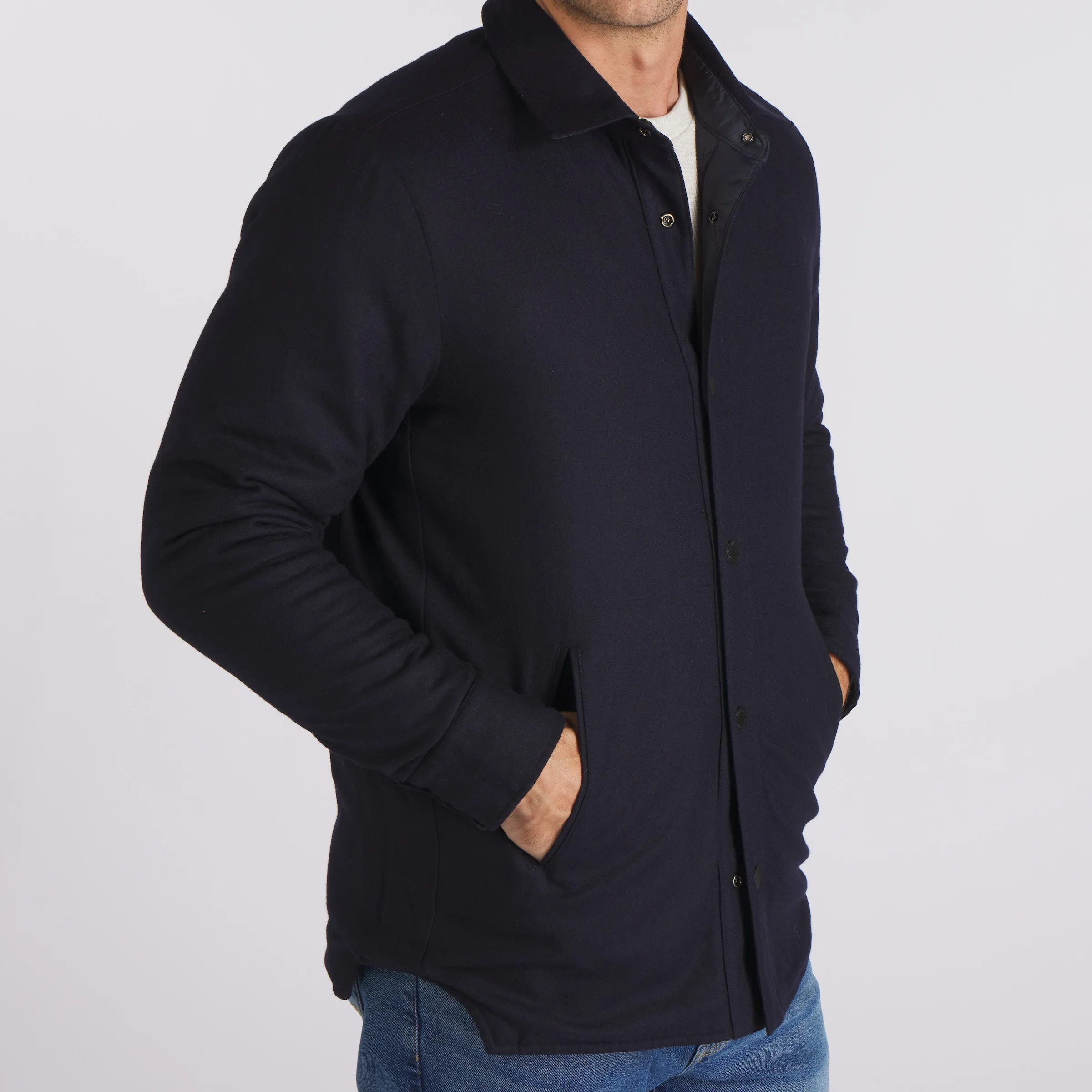 Insulated Reversible Shirt Jacket - Navy