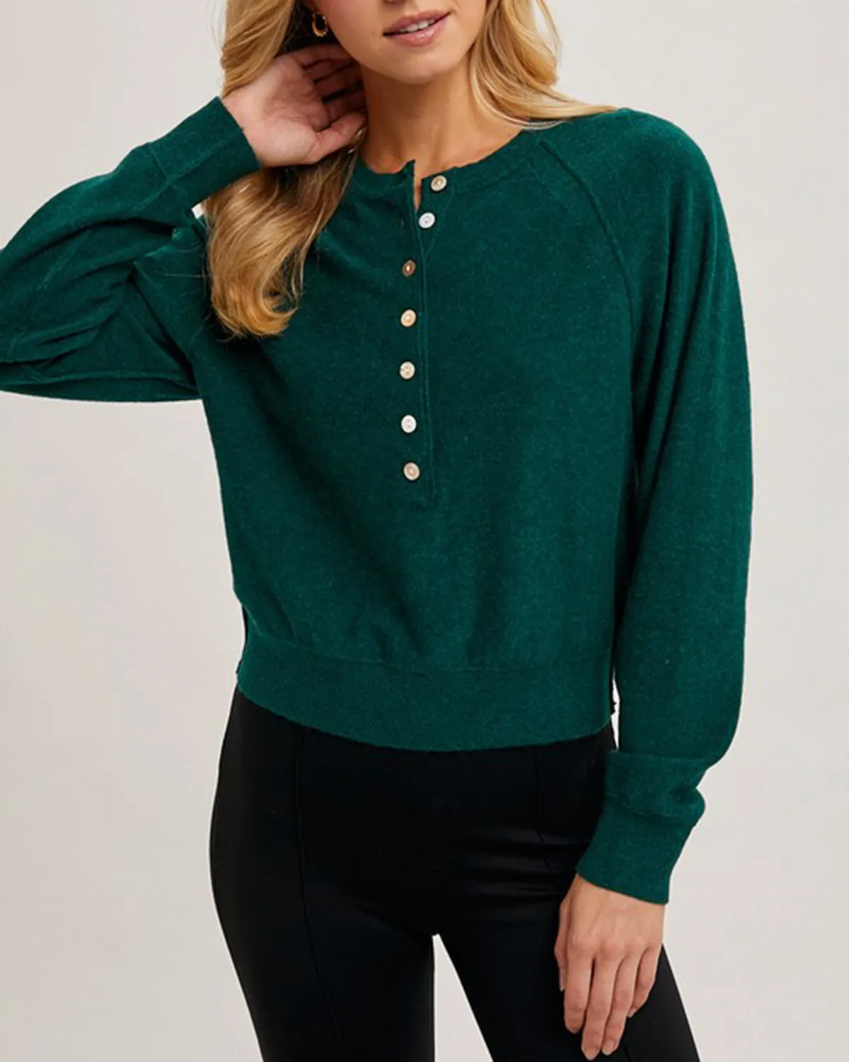 Karli Buttoned Raglan Sleeve Sweater