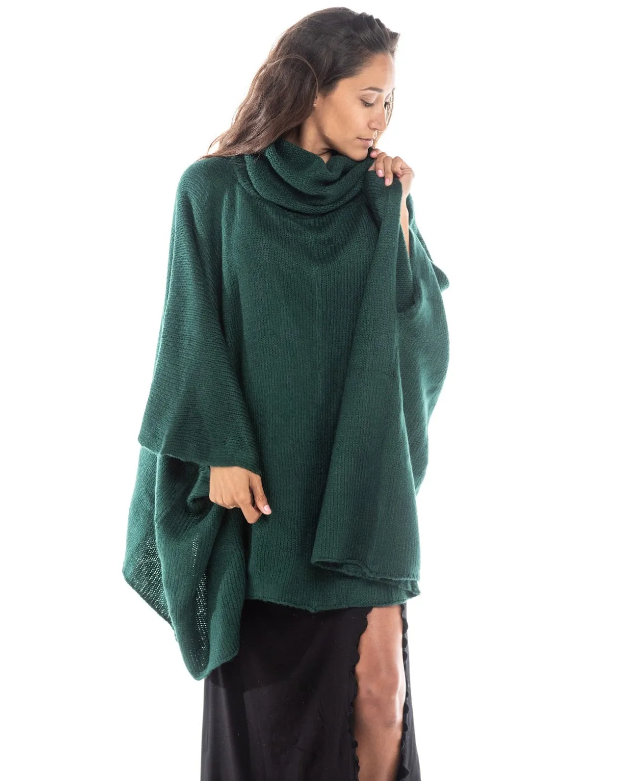 Knitted Poncho Kaftan Neck