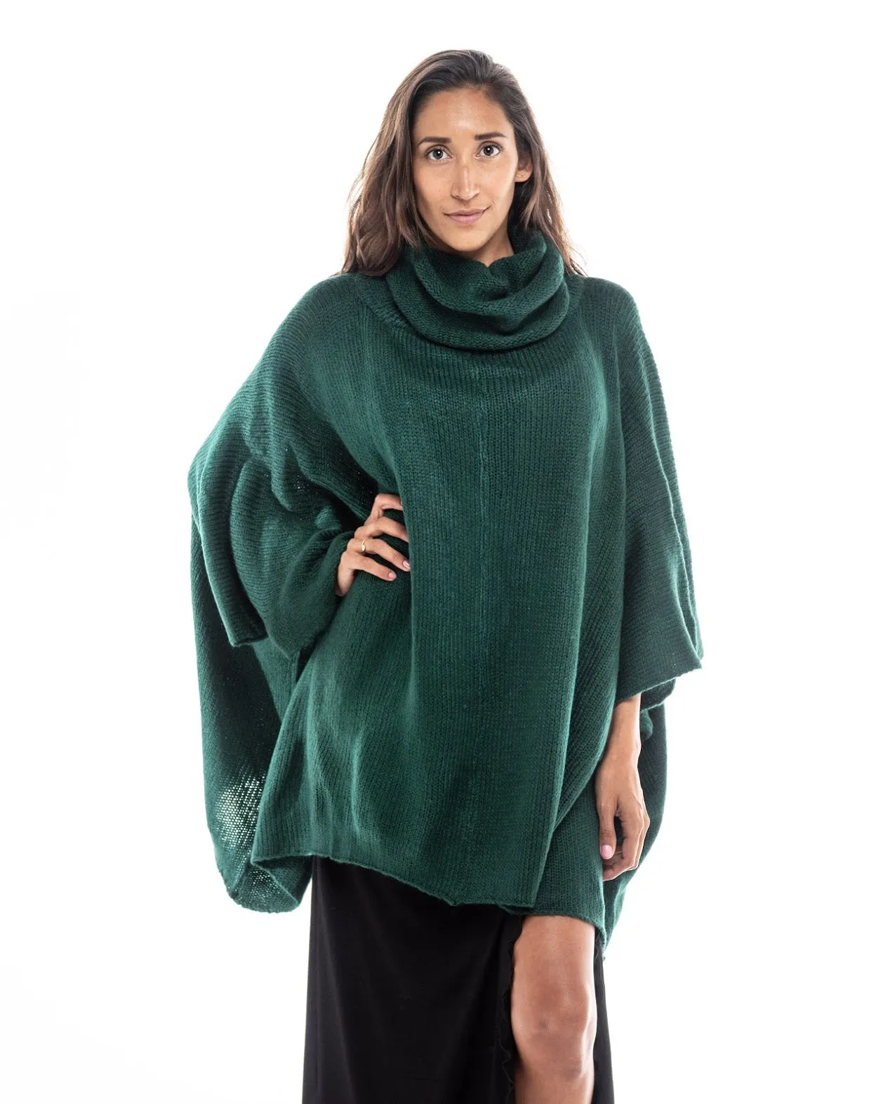 Knitted Poncho Kaftan Neck