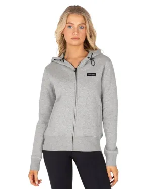 Ladies Latch Zip Thru Fleece Hoodie - Grey Marle