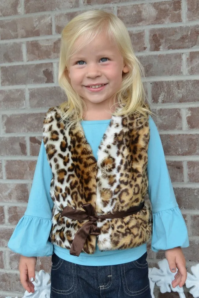 Little Girls Brown Leopard Faux Vest 1T-6