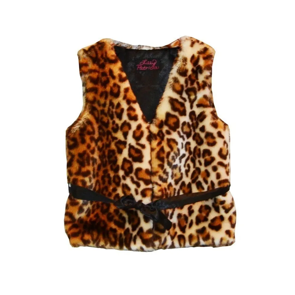 Little Girls Brown Leopard Faux Vest 1T-6