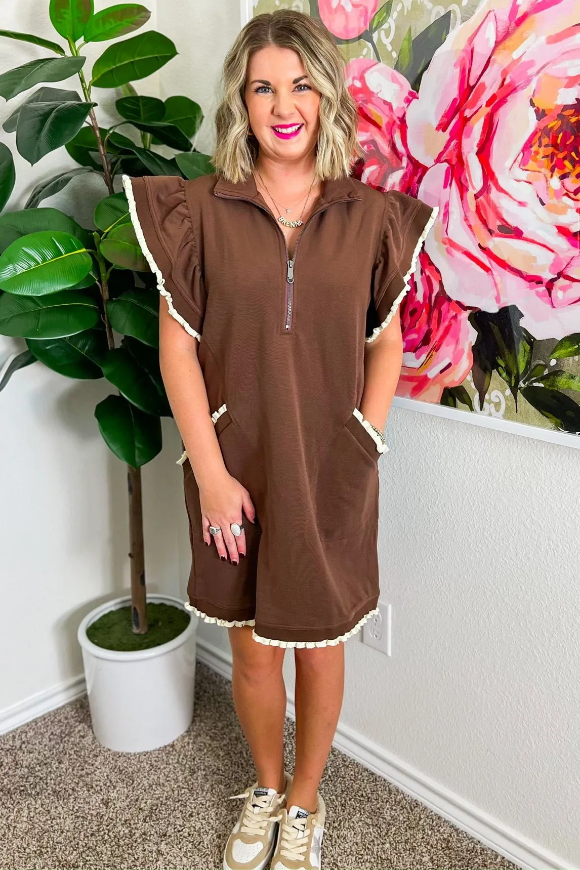 Major Flag Mini Dress - Brown