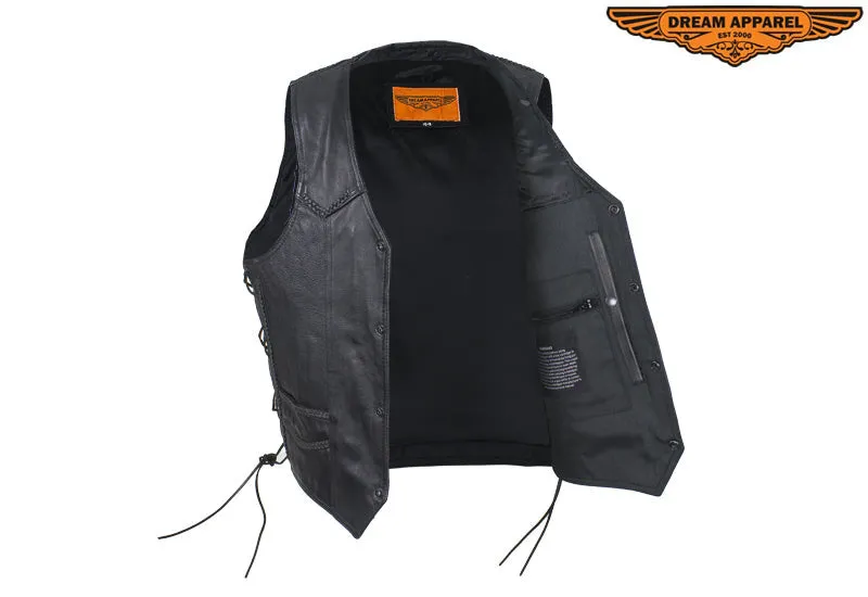 Mens Braided Leather Motorcycle Vest