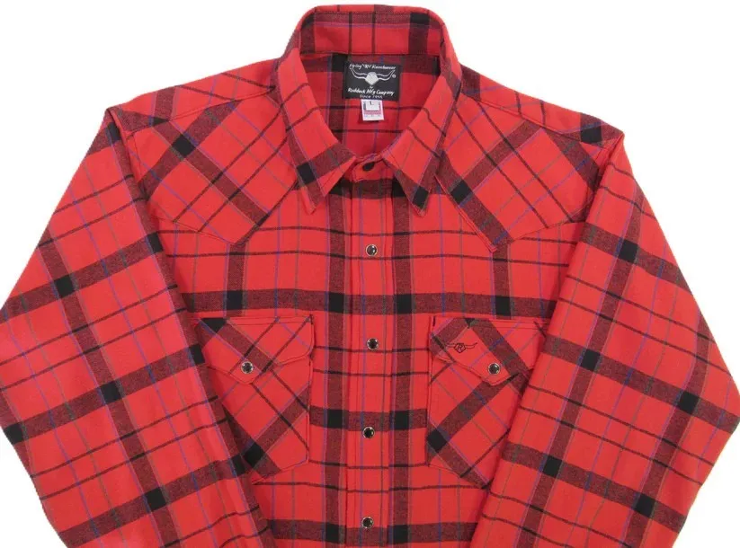 Men's Flannel Western Shirt - Big Red Plaid