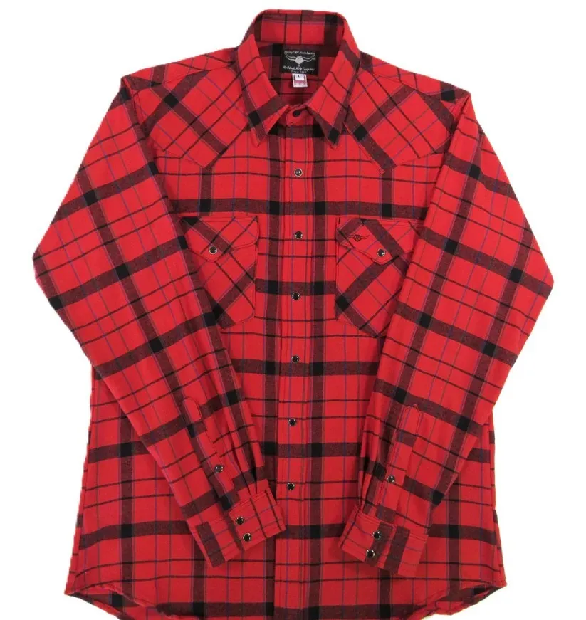 Men's Flannel Western Shirt - Big Red Plaid