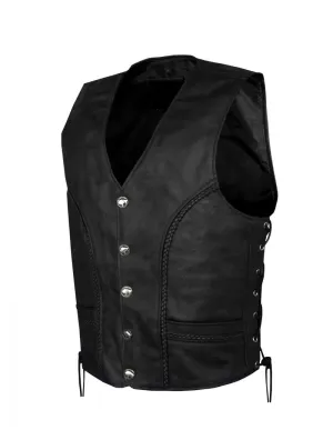 Men's Leather Vest With Buffalo Nickel Snaps