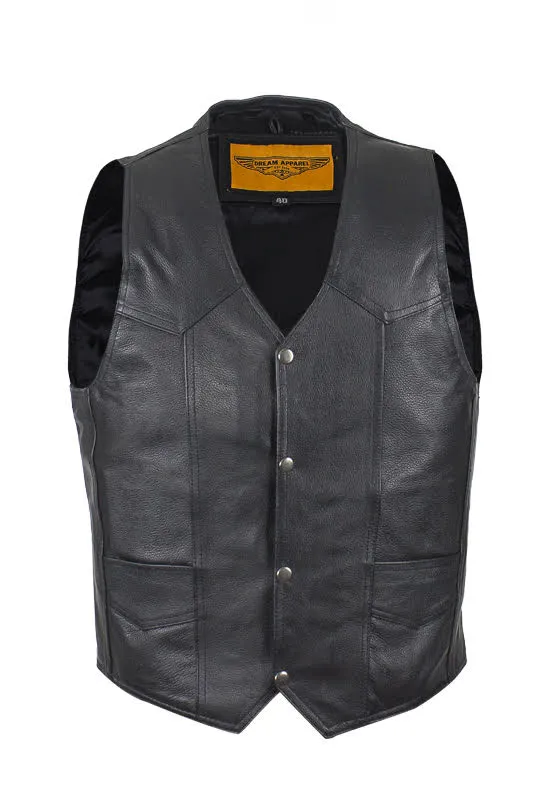 Mens Plain Black Leather Vest