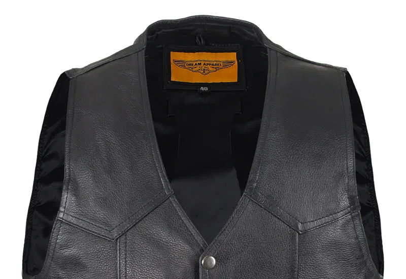 Mens Plain Black Leather Vest