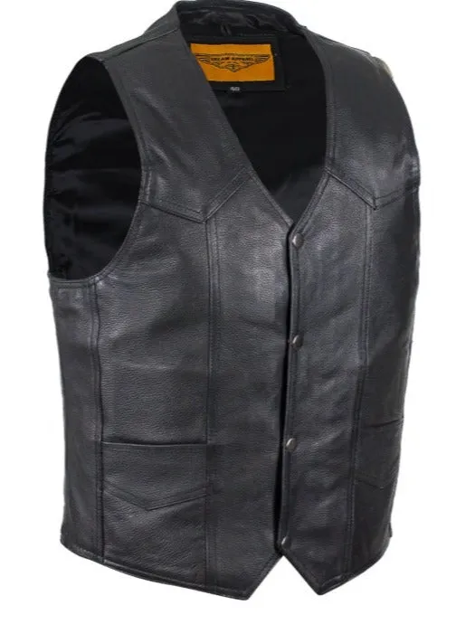 Mens Plain Black Leather Vest