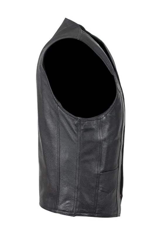 Mens Plain Black Leather Vest