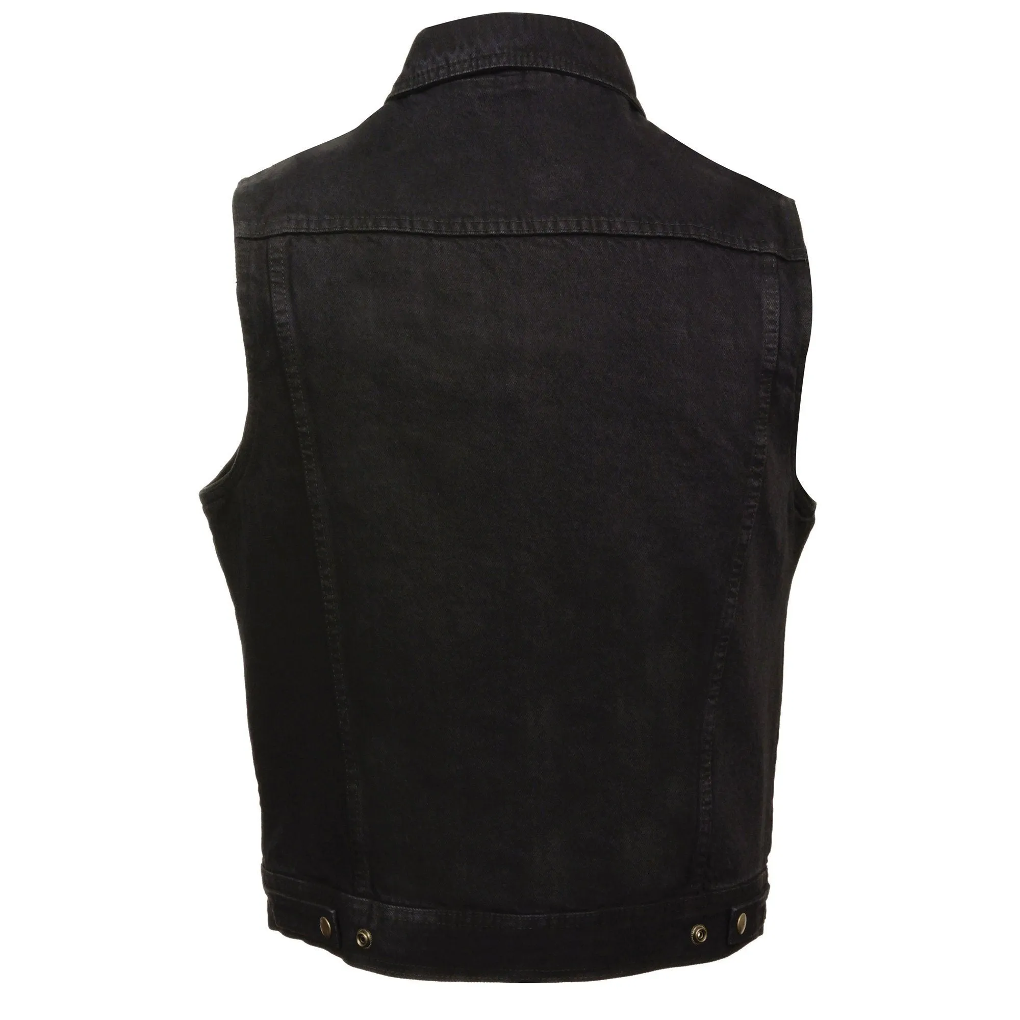 Milwaukee Leather DM1331 Men's Black Denim Motorcycle Biker Riders Vest with Shirt Style Collar