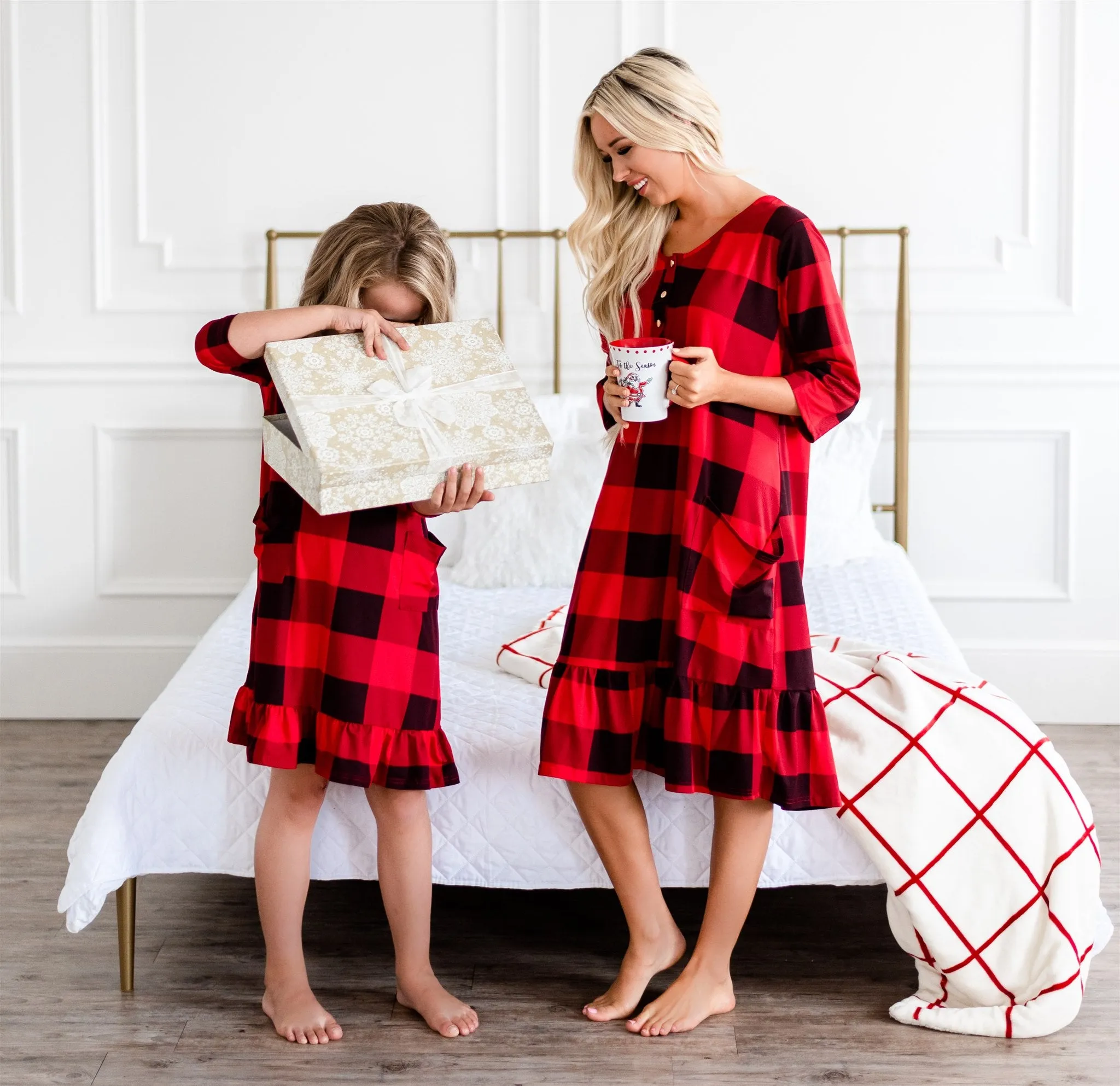 Mommy and Me Holiday House Dress: Girls' Buffalo Plaid