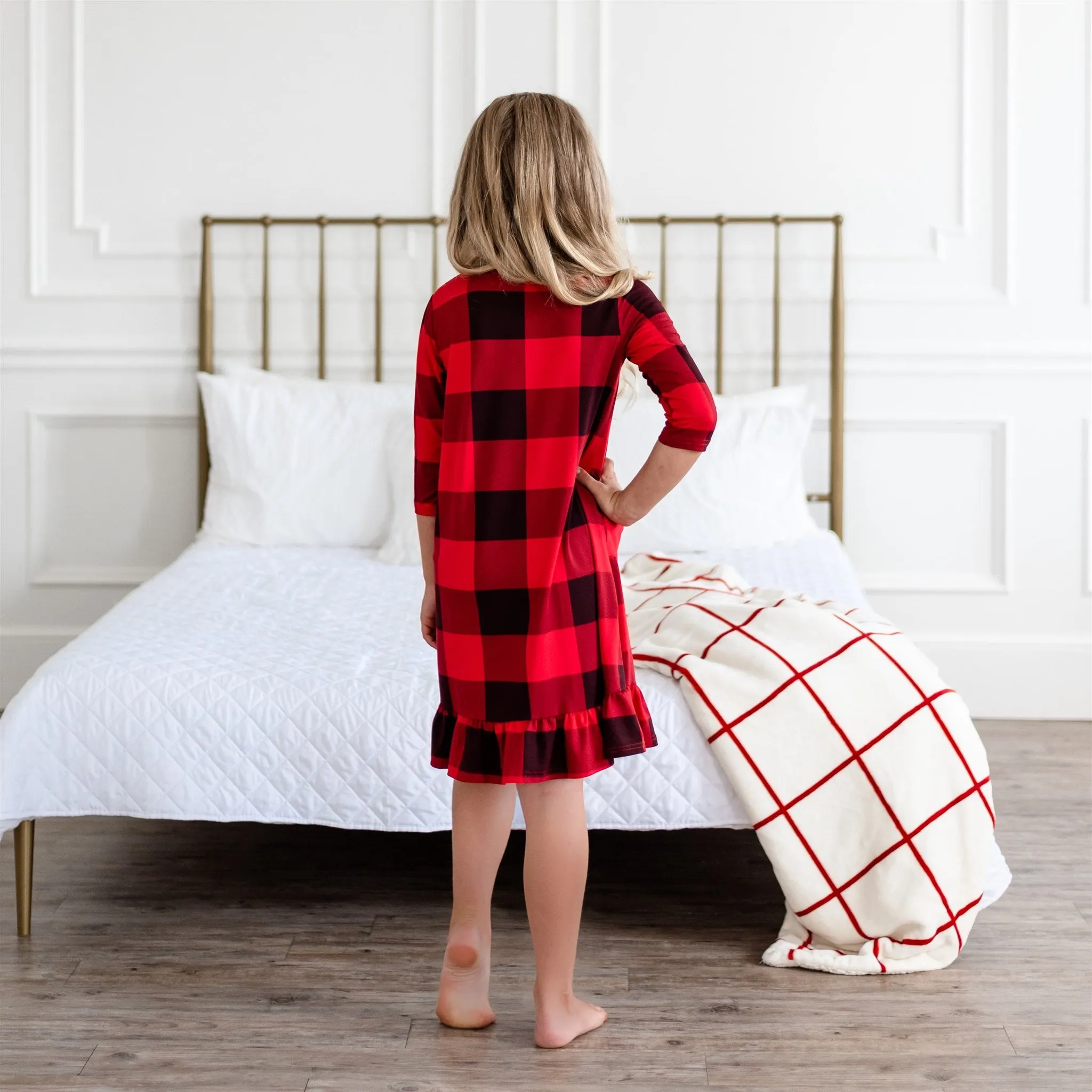 Mommy and Me Holiday House Dress: Girls' Buffalo Plaid