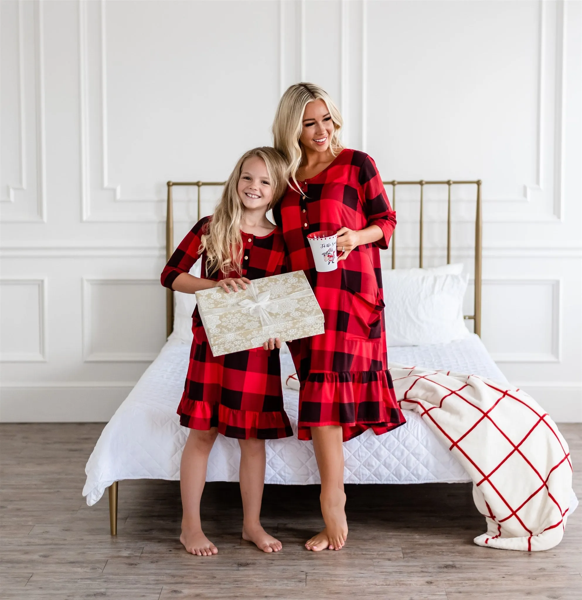 Mommy and Me Holiday House Dress: Girls' Buffalo Plaid