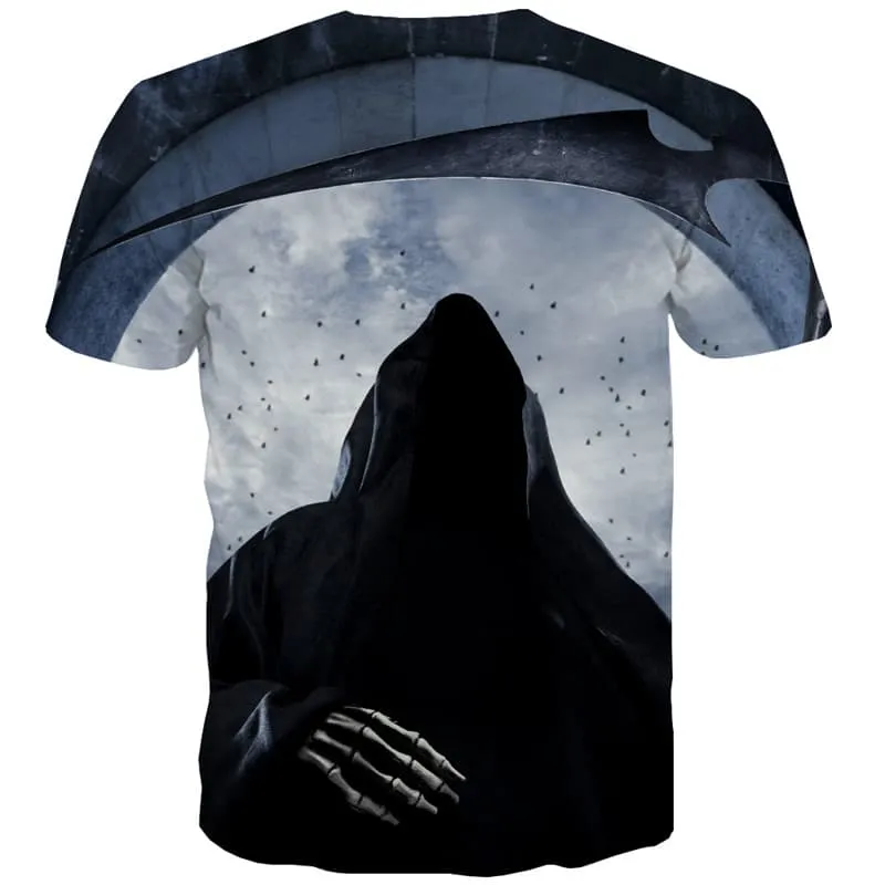 Moon T shirts Men Crow Tshirts Cool Skeleton T-shirts Graphic Halloween T-shirts 3d Cosplay Tshirt Anime