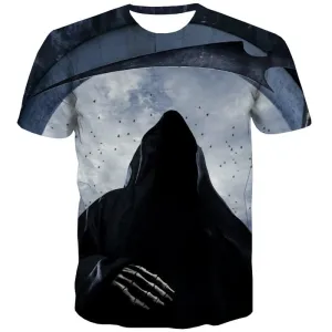 Moon T shirts Men Crow Tshirts Cool Skeleton T-shirts Graphic Halloween T-shirts 3d Cosplay Tshirt Anime